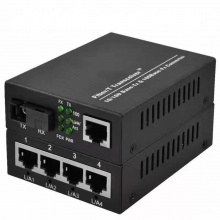 百威视讯BW-SC104E（百兆）1光4电 单模单纤 光纤收发器 20公里（对装）