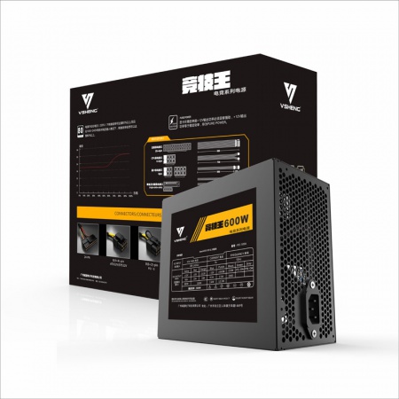威盛 竞技王600 额定500W 电脑电源 显卡供电6+2x2条,CPU供电4+4x2条,主板供电24PIN