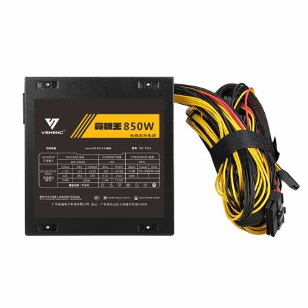 威盛 竞技王850 额定750W 电脑电源 显卡供电6+2x2条,CPU供电4+4x2条,主板供电24PIN