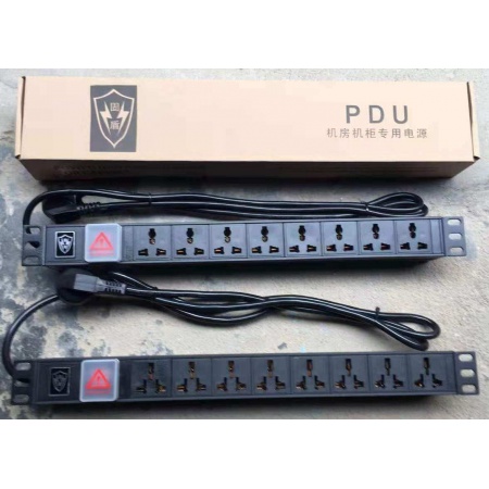 8位10A PDU 8插万能孔位 电源开关PDU19英寸铝合金板 线长2米