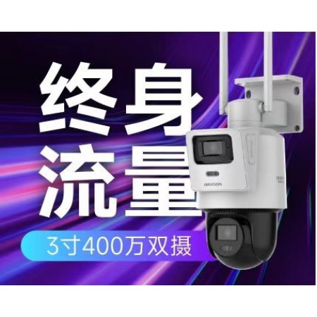 （终身流量）海康威视 HK-Q2S8DM-GL/LN(4/4mm)4G 400万 双目小球机 内置电信加联通