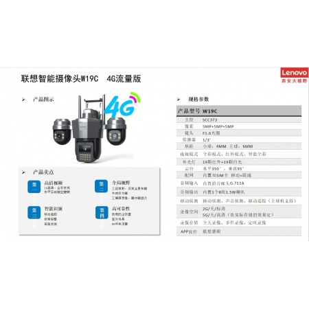 【终生免流量】联想G4W19C  三目1500万 智能枪球 （三镜头 三画面）